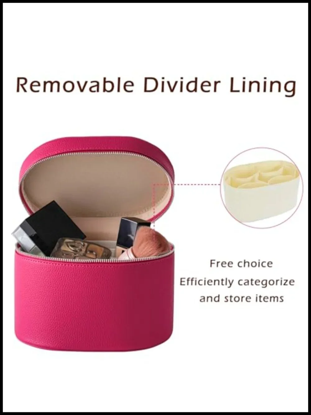 Travel Makeup Vanity Case with Divider and Handle, Waterproof PU Leather